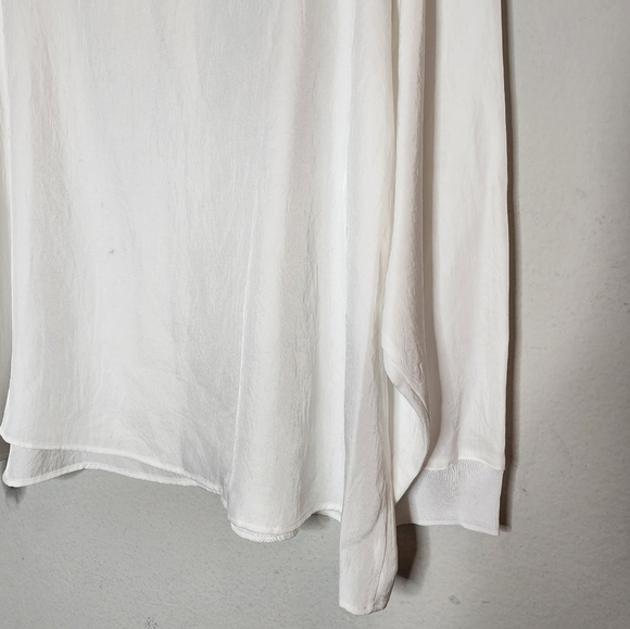 NWT Vince Rib Trim White Long Sleeve Top Triacetate women's size 3X - Picture 7 of 16